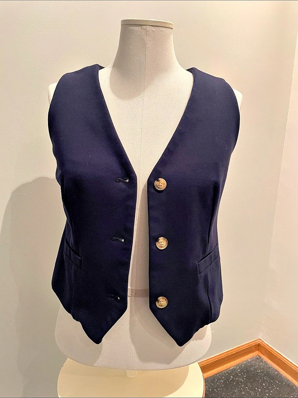 LOFT Women's Button-Front Vest in Blue Size XS Like New